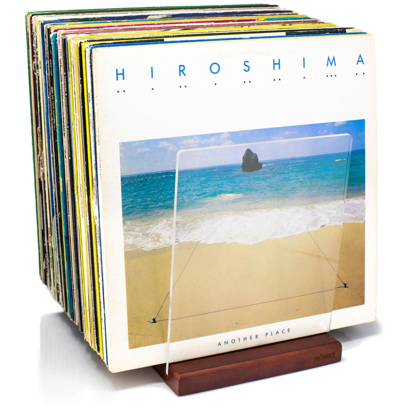 MÃ–NKE Premium Vinyl Record Storage - a Mid-Century Style Record Holder for Albums, 60-70 LP Capacity - Complements Any Record Player (Brown) - Image 1